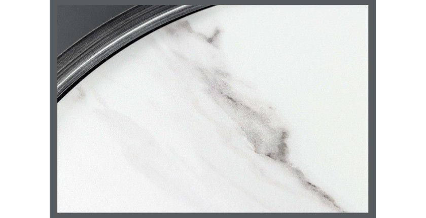 Buffet 150 cm 3 portes 1 tiroir gris et marbre blanc – Collection MILANO