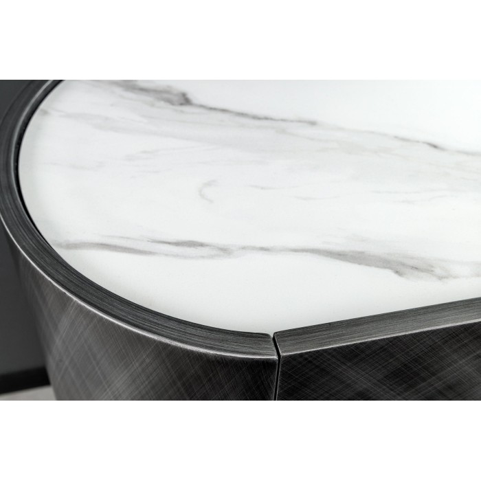 Buffet 150 cm 3 porte 1 cassetto grigio e marmo bianco – Collezione MILANO