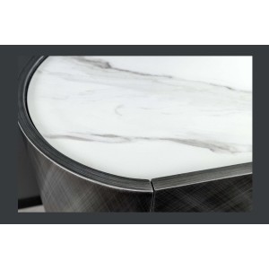 Buffet 150 cm 3 portes 1 tiroir gris et marbre blanc – Collection MILANO