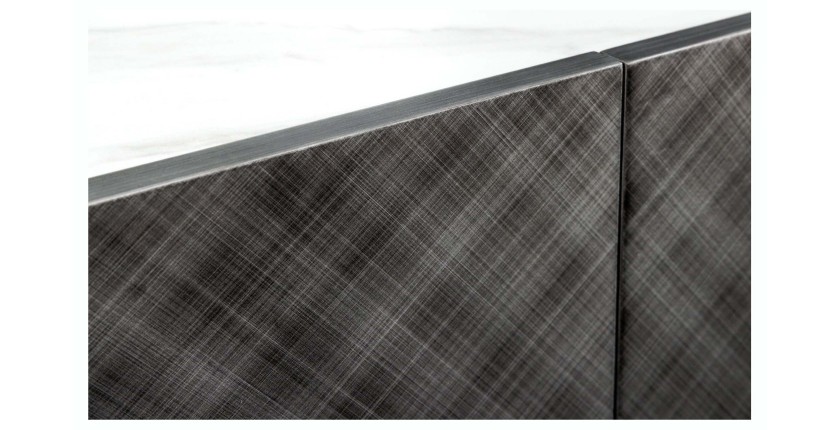 Buffet 150 cm 3 portes 1 tiroir gris et marbre blanc – Collection MILANO