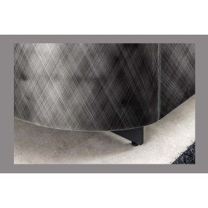 Buffet 150 cm 3 portes 1 tiroir gris et marbre blanc – Collection MILANO