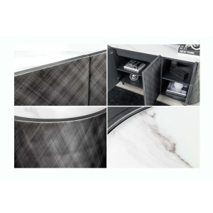 Buffet 150 cm 3 portes 1 tiroir gris et marbre blanc – Collection MILANO