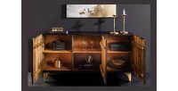Buffet 140 cm 3 portes bois noir et doré – Collection SOLARIS