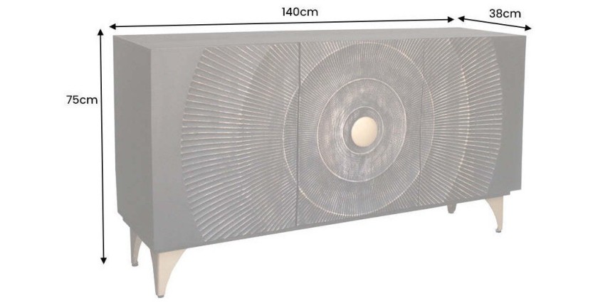 Buffet 140 cm 3 portes bois noir et doré – Collection SOLARIS