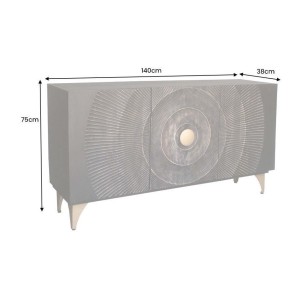 Buffet 140 cm 3 portes bois noir et doré – Collection SOLARIS
