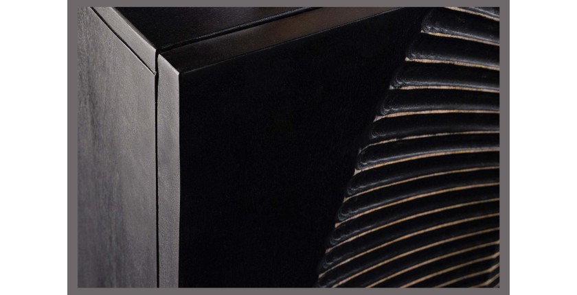 Buffet 140 cm 3 portes bois noir et doré – Collection SOLARIS