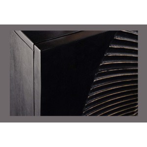 Buffet 140 cm 3 portes bois noir et doré – Collection SOLARIS