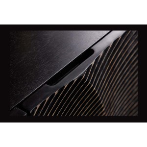 Buffet 140 cm 3 portes bois noir et doré – Collection SOLARIS