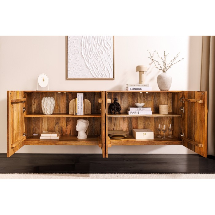 Buffet 180 cm 4 porte legno scolpito naturale – Collezione SILVA