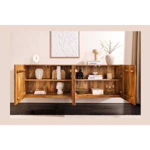 Buffet 180 cm 4 portes bois sculpté naturel – Collection SILVA