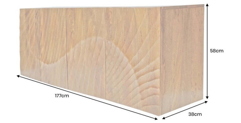 Buffet 180 cm 4 portes bois sculpté naturel – Collection SILVA