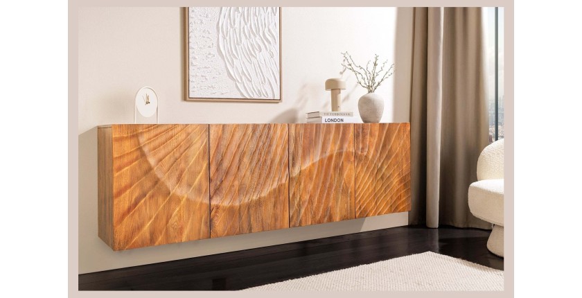 Buffet 180 cm 4 portes bois sculpté naturel – Collection SILVA