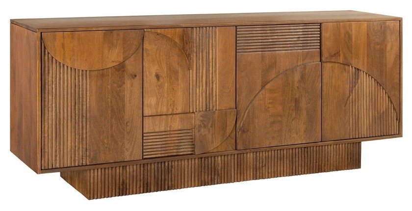 Buffet 170 cm 4 portes bois sculpté fumé – Collection ORINO