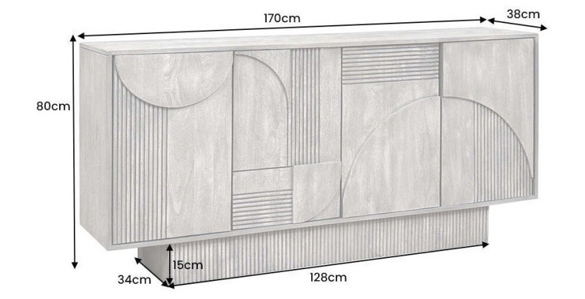 Buffet 170 cm 4 portes bois sculpté fumé – Collection ORINO