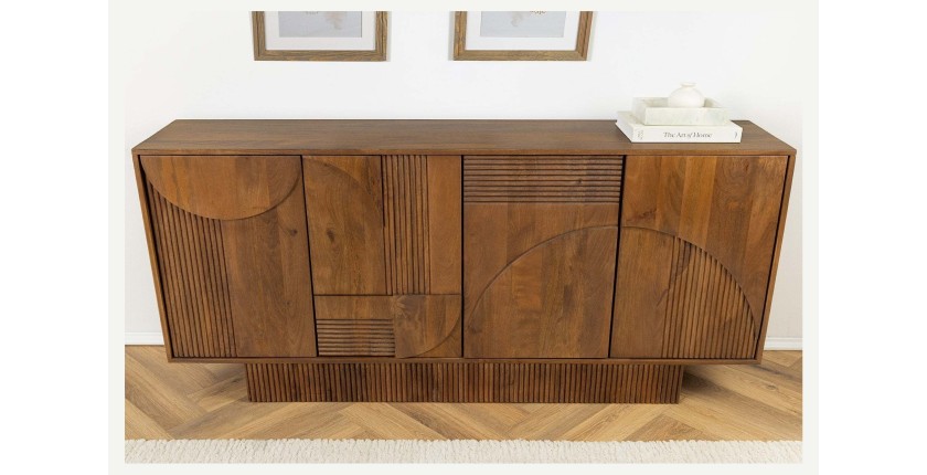 Buffet 170 cm 4 portes bois sculpté fumé – Collection ORINO