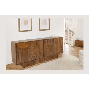 Buffet 170 cm 4 portes bois sculpté fumé – Collection ORINO