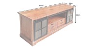 Meuble TV 160 cm bois massif acacia et métal noir – Collection LUMBER