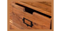 Meuble TV 160 cm bois massif acacia et métal noir – Collection LUMBER