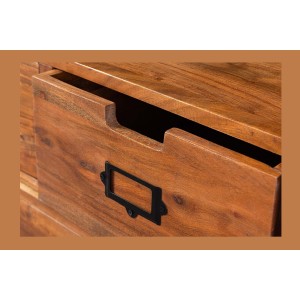 Meuble TV 160 cm bois massif acacia et métal noir – Collection LUMBER