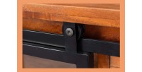 Buffet 150 cm 2 portes 6 tiroirs bois massif acacia et métal noir – Collection LUMBER