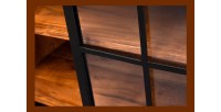 Buffet 150 cm 2 portes 6 tiroirs bois massif acacia et métal noir – Collection LUMBER