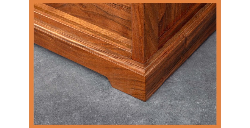 Buffet 150 cm 2 portes 6 tiroirs bois massif acacia et métal noir – Collection LUMBER