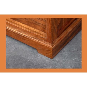 Buffet 150 cm 2 portes 6 tiroirs bois massif acacia et métal noir – Collection LUMBER