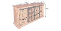 Buffet 150 cm 2 portes 6 tiroirs bois massif acacia et métal noir – Collection LUMBER