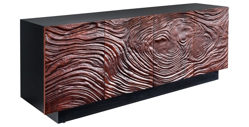 Buffet 175 cm 4 portes bois massif acacia noir et noyer foncé – Collection GAÏAmarkdownCopier le code