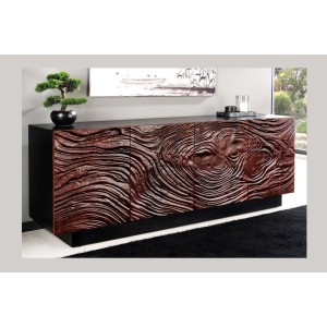 Buffet 175 cm 4 portes bois massif acacia noir et noyer foncé – Collection GAÏAmarkdownCopier le code
