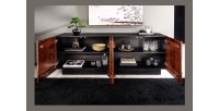 Buffet 175 cm 4 portes bois massif acacia noir et noyer foncé – Collection GAÏAmarkdownCopier le code