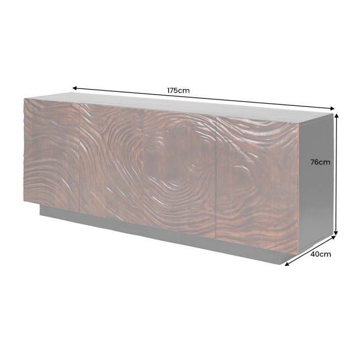 Buffet 175 cm 4 porte legno massiccio acacia nero e noce scuro – Collezione GAÏA