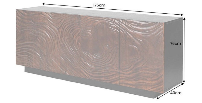 Buffet 175 cm 4 portes bois massif acacia noir et noyer foncé – Collection GAÏAmarkdownCopier le code