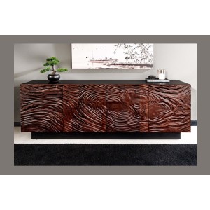Buffet 175 cm 4 portes bois massif acacia noir et noyer foncé – Collection GAÏAmarkdownCopier le code