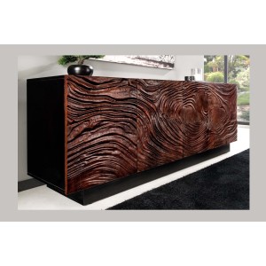 Buffet 175 cm 4 portes bois massif acacia noir et noyer foncé – Collection GAÏAmarkdownCopier le code