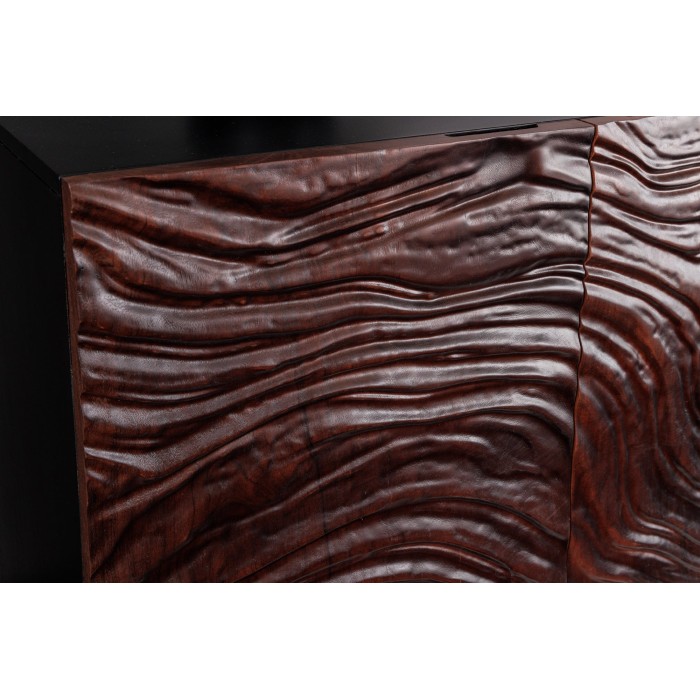 Buffet 175 cm 4 porte legno massiccio acacia nero e noce scuro – Collezione GAÏA