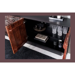 Buffet 175 cm 4 portes bois massif acacia noir et noyer foncé – Collection GAÏAmarkdownCopier le code