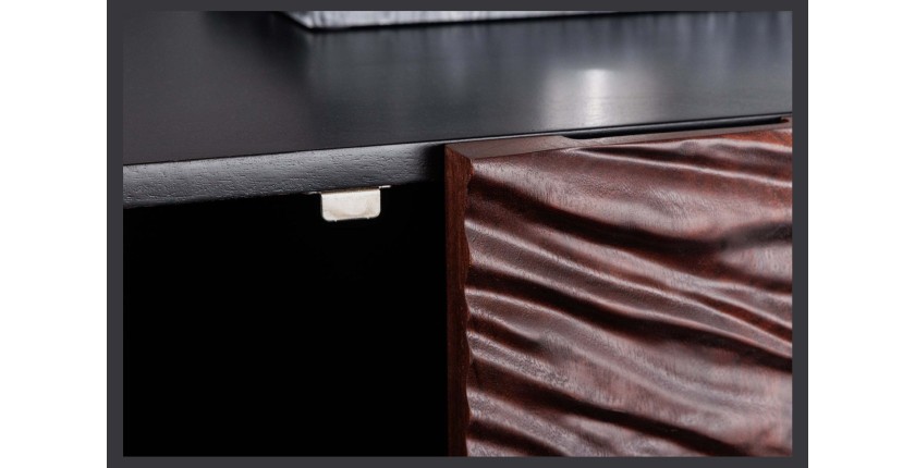 Buffet 175 cm 4 portes bois massif acacia noir et noyer foncé – Collection GAÏAmarkdownCopier le code