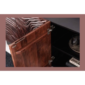 Buffet 175 cm 4 portes bois massif acacia noir et noyer foncé – Collection GAÏAmarkdownCopier le code