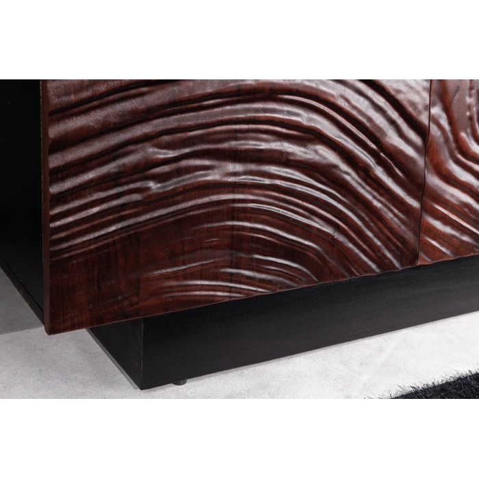 Buffet 175 cm 4 portes bois massif acacia noir et noyer foncé – Collection GAÏA