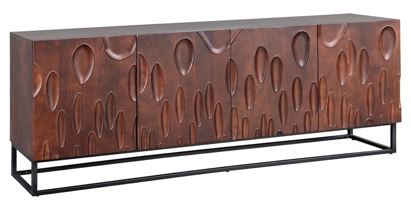 Buffet 175 cm 4 portes bois massif acacia noyer foncé – Collection ORIGIN