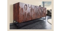 Buffet 175 cm 4 portes bois massif acacia noyer foncé – Collection ORIGIN
