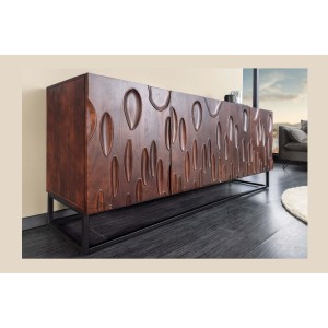 Buffet 175 cm 4 portes bois massif acacia noyer foncé – Collection ORIGIN