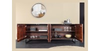 Buffet 175 cm 4 portes bois massif acacia noyer foncé – Collection ORIGIN