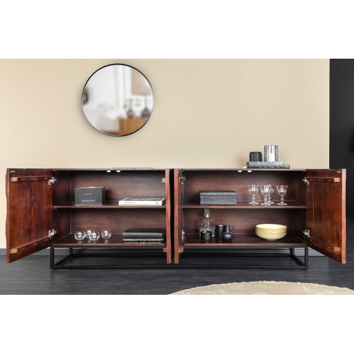Buffet 175 cm 4 porte legno massiccio di acacia noce scuro – Collezione ORIGIN