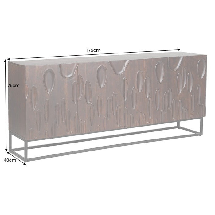 Buffet 175 cm 4 porte legno massiccio di acacia noce scuro – Collezione ORIGIN
