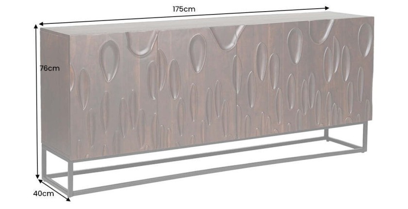 Buffet 175 cm 4 portes bois massif acacia noyer foncé – Collection ORIGIN