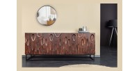 Buffet 175 cm 4 portes bois massif acacia noyer foncé – Collection ORIGIN