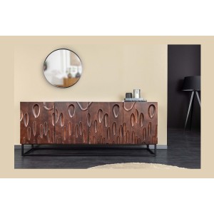 Buffet 175 cm 4 portes bois massif acacia noyer foncé – Collection ORIGIN