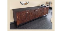 Buffet 175 cm 4 portes bois massif acacia noyer foncé – Collection ORIGIN